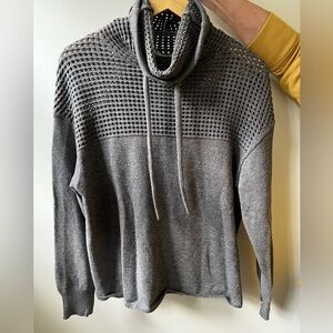 NHBT Cowl Neck Cotton Textured Pullover Sweater‎ Oversized Boxy Baggy S P